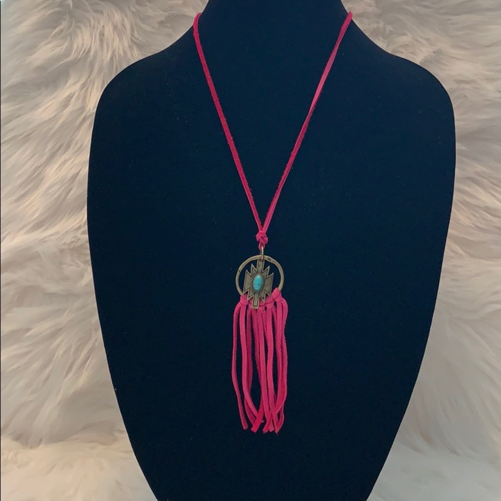 Pink tassel necklace